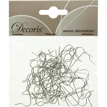 Vánoční dekorace Záponky na vánoční ozdoby Decoris stříbrné 50 ks