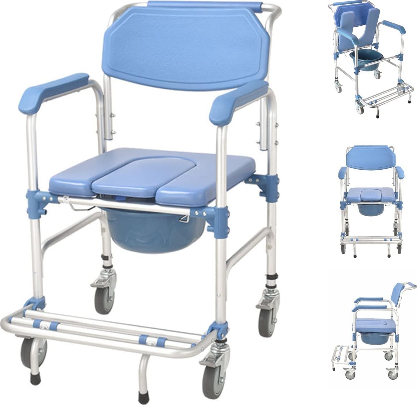 Sprchová židle s kolečky, toaletní židle skládací pro seniory