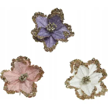 umělá květina Květina na klipu zlatá třpytivá růžová/fialová/bílá 18 cm