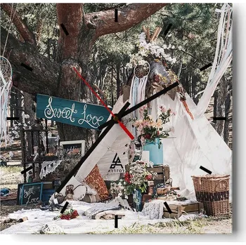 Hodiny Velké nástěnné hodiny 40x40 Krajina Skleněné hodiny Tiché