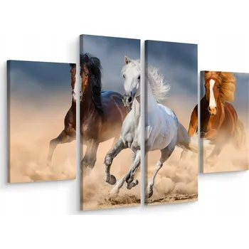 Obraz Čtyřdílný obraz cválající koně 3D efekt 160x120