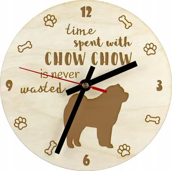 Hodiny Čau čau - hodiny se psem, dřevěné hodiny, nástěnné hodiny pro milovníky psů