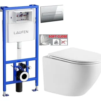 WC sada LAUFEN Rámový podomítkový modul CW1 SET s chromovým tlačítkem + WC INVENA LIMNOS WITH SOFT, včetně soft/close sedátka H8946600000001CR LI1