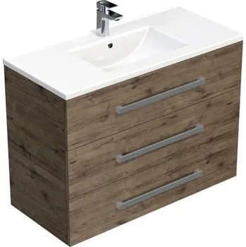 Koupelnový nábytek Koupelnová skříňka s umyvadlem SAT Cube Way 100x76,5x46 cm dub Wellington mat CUBE461003DWMOD