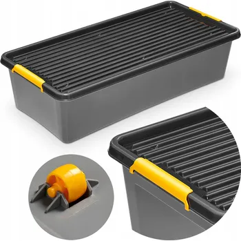 Úložný box PLASTOVÁ NÁDOBA KRABIČKA PLASTOVÁ S VÍKEM NA KOLEČKÁCH BOX 35 L