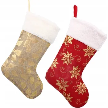 Vánoční dekorace VÁNOČNÍ DEKORAČNÍ PUNČOCHA NA DÁRKY 38 CM ČERVENÁ / ZLATÁ