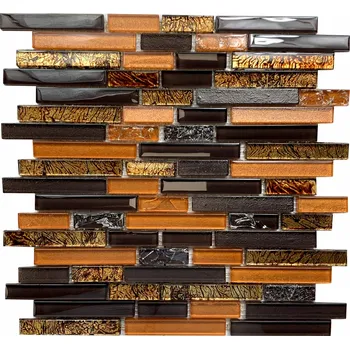 Obklad Skleněná mozaika hnědá měděná, obkladová dlaždice na zeď hnědá ALISEDA OTON, dekor