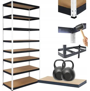 Dílenský regál Kovový regál skladový stojan HELIOS 270x90x35cm 8 polic x 275kg, ROBUSTNÍ