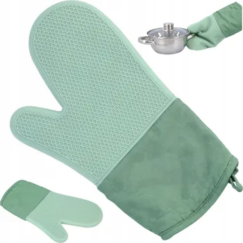 Chňapka Kuchyňská rukavice bavlna silikon 31x18,5 cm zelená ochranná silná