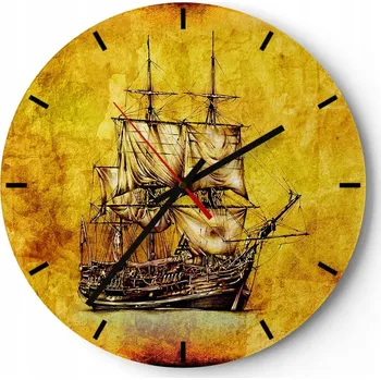 Hodiny Velké nástěnné hodiny na zeď 40x40 Moře Voda Skleněné hodiny Kulatý Tiché