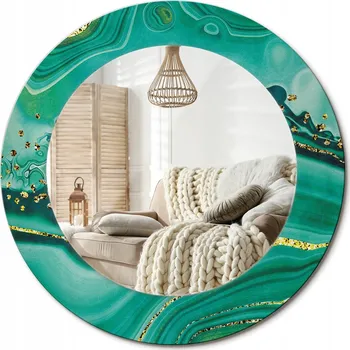 Zrcadlo Kulaté moderní zrcadlo na zeď s potiskem, průměr 50 cm, Agát mramor
