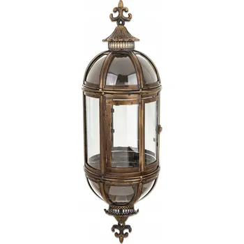 Svícen Kovová lucerna, nástěnný lampion starozlatá tmavě zlatá