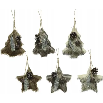Vánoční dekorace Vánoční ozdoby na stromeček hvězdičky z kožešiny