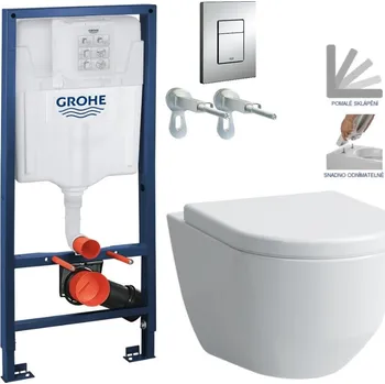 WC sada Grohe Rapid SL pro závěsné WC 38528SET s chromovou deskou + WC LAUFEN PRO + SEDÁTKO 38772001 LP3