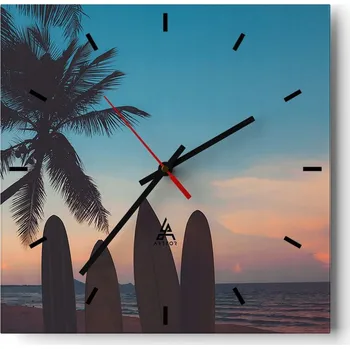 Hodiny Velké nástěnné hodiny 40x40 Krajina Skleněné hodiny Tiché