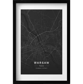 Obraz Dekorace, obraz s grafikou v krásném rámu - Mapa města Varšava, Polsko, 40x60 cm