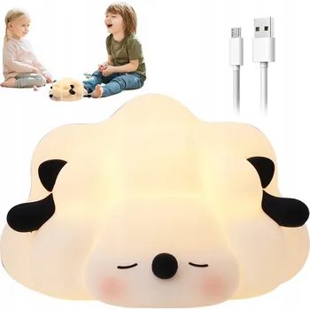 Lampička SILIKONOVÁ NOČNÍ LAMPA VE TVARU OVEČKY PRO DĚTI SE 3 ÚROVNĚMI JASU 3000K