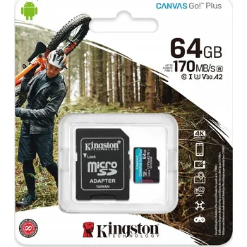 Paměťová karta Paměťová karta micro SD SDXC 64GB KINGSTON Go! Plus 170MB/S PRO DRON KAMERY