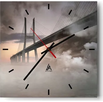 Hodiny Velké nástěnné hodiny 40x40 Krajina Skleněné hodiny Tiché