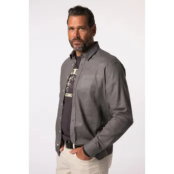 Pánská košile JP1880, Plus size Košile z lněné směsi, dlouhé rukávy, Kent límeček, Modern střih pro plnoštíhlé nadměrná velikost, 813903194-1452, šedý, 3XL, Plus size oblečení, Oblečení pro vysoké muže, Nadměrné velikosti, Oblečení pro plnoštíhlé.