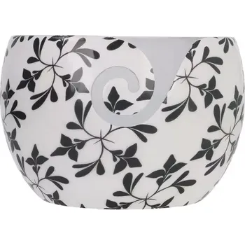 Miska na klubíčka a jehlice s černými listy (Miska na klubíčka a jehlice s černými listy)