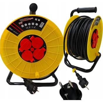 Napájecí kabel Prodlužovací Kabel bubnový, zahradní MIdori 50 m 4 ks černý