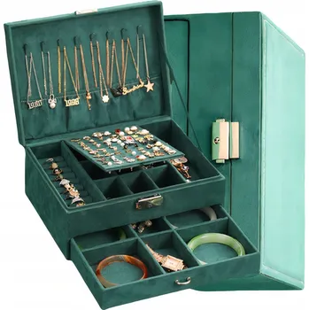 Šperkovnice Šperkovnice pro uložení bižuterie Modeus zelená víceúrovňová