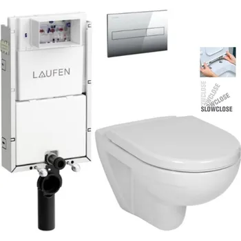 WC sada LAUFEN Podomít. systém LIS TW1 SET s chromovým tlačítkem + WC JIKA LYRA PLUS + SEDÁTKO DURAPLAST SLOWCLOSE H8946630000001CR LY5