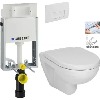 Klozet GEBERIT KOMBIFIXBasic vč. bílého tlačítka DELTA 50 + WC JIKA LYRA PLUS + SEDÁTKO DURAPLAST SLOWCLOSE 110.100.00.1 50BI LY5