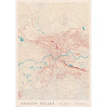 Obraz Plakát Mapa Krakova bez rámu 42 x 59,4 cm
