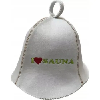 Pokrývka hlavy Plstěná saunová čepice v bílé barvě saténovým nápisem