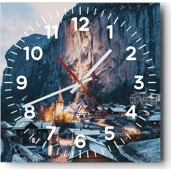 Hodiny Kuchyňské nástěnné hodiny 30x30 Krajina Skleněné hodiny do obýváku Moderní Tiché