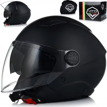 Helma na motorku Motocyklová přilba VITO SARENTA otevřená matná černá S ECE R22-06 s clonou