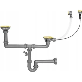 Sifon MEXEN - Automatický dřezový sifon na 2 misku, zlatý 66921-50