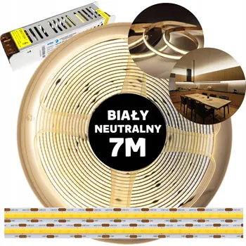 LED páska Taśma LED COB s napájecím zdrojem, neutrální bílá, 12V, 7M