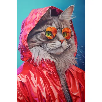 Plakát Plakát Kočka ve stylu, bez rámu, 40 x 60 cm