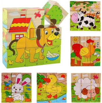 ostatní stavebnice DŘEVĚNÉ STAVEBNICE edukativní puzzle skládačka 6v1