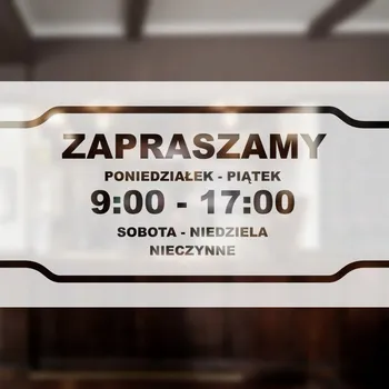 Obraz MLÉČNÁ Samolepka na Sklo Dveře Kancelář OTEVÍRACÍ DOBA 40x100