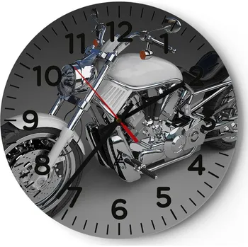 Hodiny Kuchyňské nástěnné hodiny 30x30 Motorismus Moderní skleněné hodiny Tiché