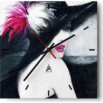 Hodiny Velké nástěnné hodiny na zeď 40x40 Žena Skleněné hodiny Čtvercové Tiché