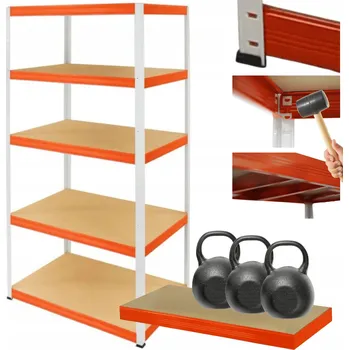 Dílenský regál Kovový regál do skladu HELIOS 213x90x45 cm, 5 polic, nosnost 350 kg, kombinovatelný