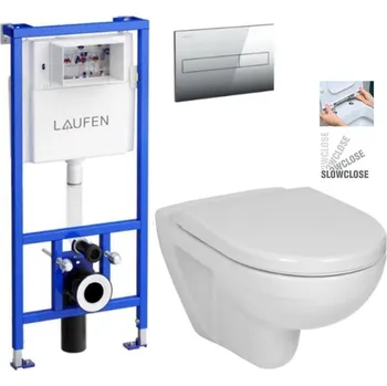 LAUFEN Rámový podomítkový modul CW1 SET s chromovým tlačítkem + WC JIKA LYRA PLUS + SEDÁTKO DURAPLAST SLOWCLOSE H8946600000001CR LY5