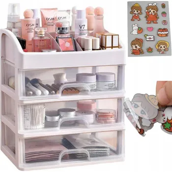 Úložný box Šperkovnice Organizér na kosmetiku s zásuvkami Kontejner Police + Samolepky