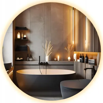 Zrcadlo Dekorativní Zrcadlo Závěsné Podsvícené do Šatny Průměr 60 cm Kruh