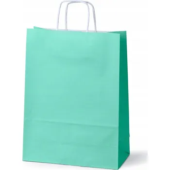 Nákupní taška Papírová taška ZELENÁ 24x10x32 cm EKO PASTELOVÁ 25 kusů