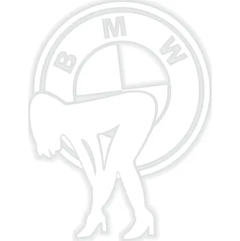 Samolepicí dekorace na vozidlo VAR BMW GIRL - nálepka 10 x 13 cm BÍLÁ