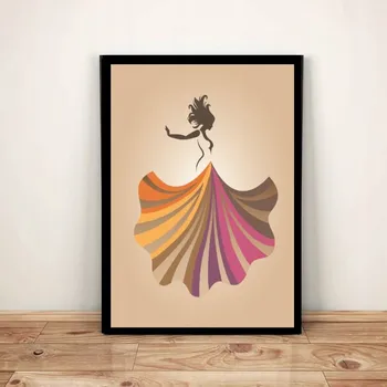 Obraz Tanečnice v barevných šatech - Plakát A3 v rámu