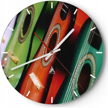 Hodiny Velké nástěnné hodiny 40x40 Hudba Skleněné hodiny Kulatý Tiché