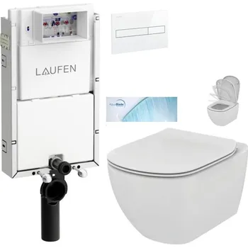 WC sada LAUFEN Podomít. systém LIS TW1 SET s bílým tlačítkem + WC Ideal Standard Tesi se sedátkem SoftClose, AquaBlade H8946630000001BI TE1