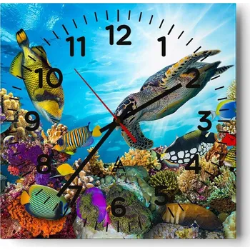 Hodiny Kuchyňské nástěnné hodiny 30x30 Rafa Moře Skleněné hodiny do obýváku Moderní Tiché